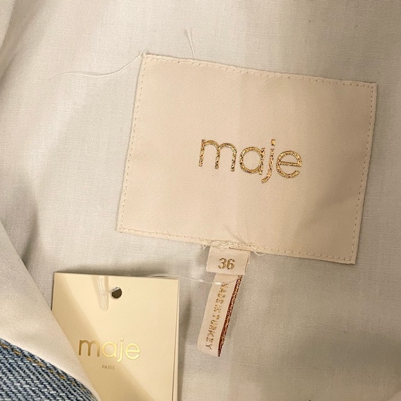 Maje Ribbed Knit Denim Jacket - Picture 6 of 8